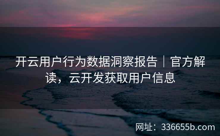 开云用户行为数据洞察报告｜官方解读，云开发获取用户信息